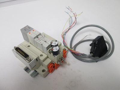 Used Bank of 3 SMC SV1100-5FU Solenoid Valves, With 2x Regulators With 150psi Gauges