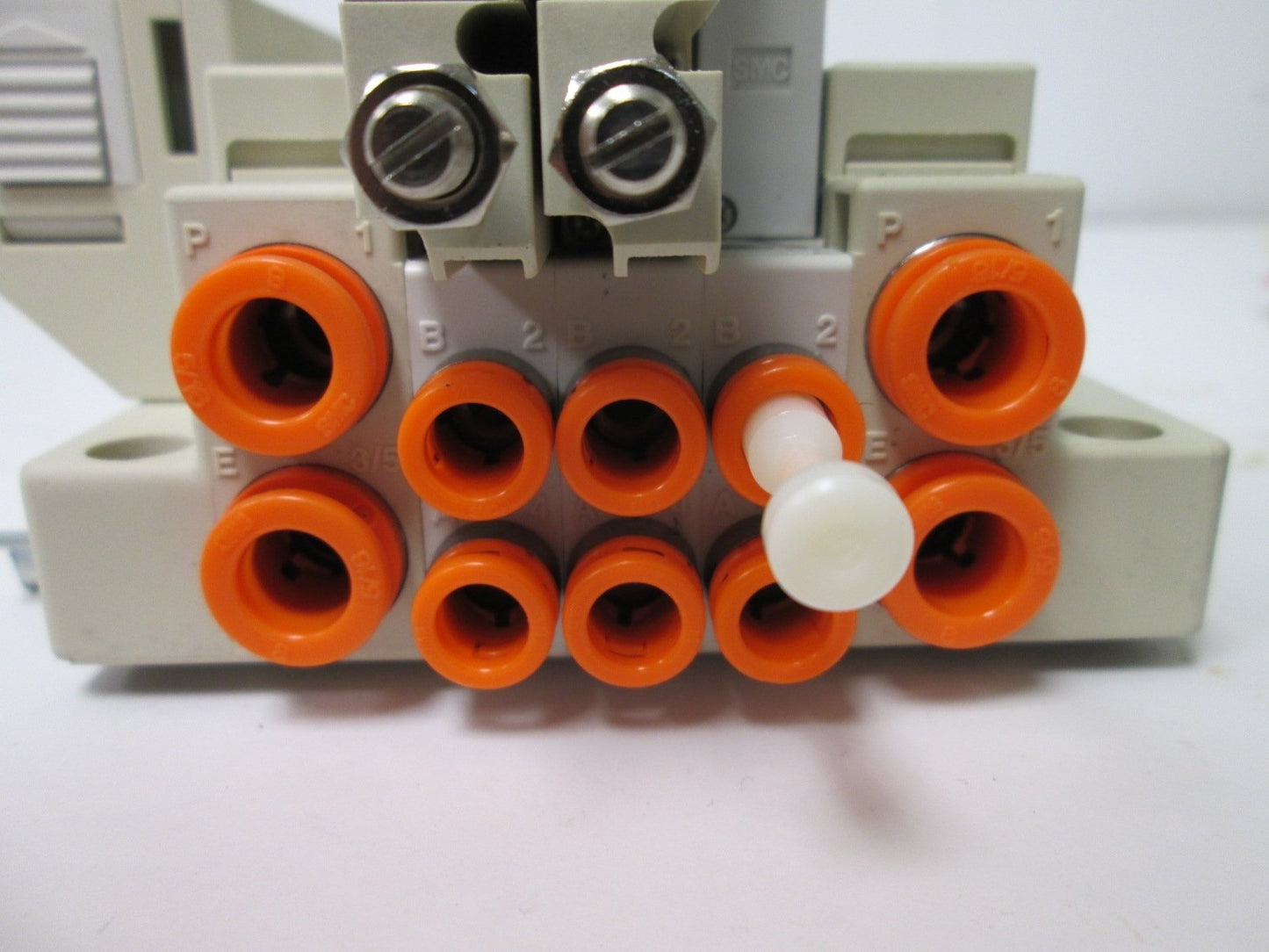 Used Bank of 3 SMC SV1100-5FU Solenoid Valves, With 2x Regulators With 150psi Gauges