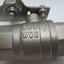 Used Lot Of 2 600W0G Ball Valves, Stainless Steel, 1" NPT, W/ Locking Handle