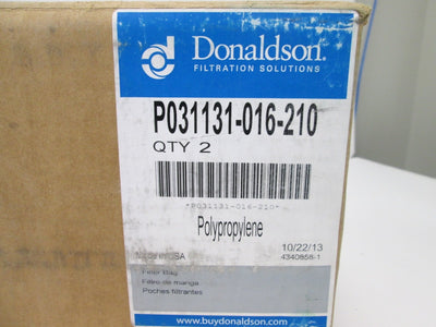 New Lot of 2 New Donaldson P031131-016-210 Polypropylene Bag Filters, 4.85"OD x 125"