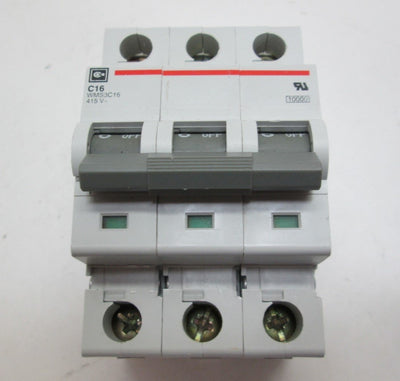 Used Cutler Hammer WMS3C16 C16 Circuit Breaker 480 VAC 16 A 3 Pole DIN Rail Mountable