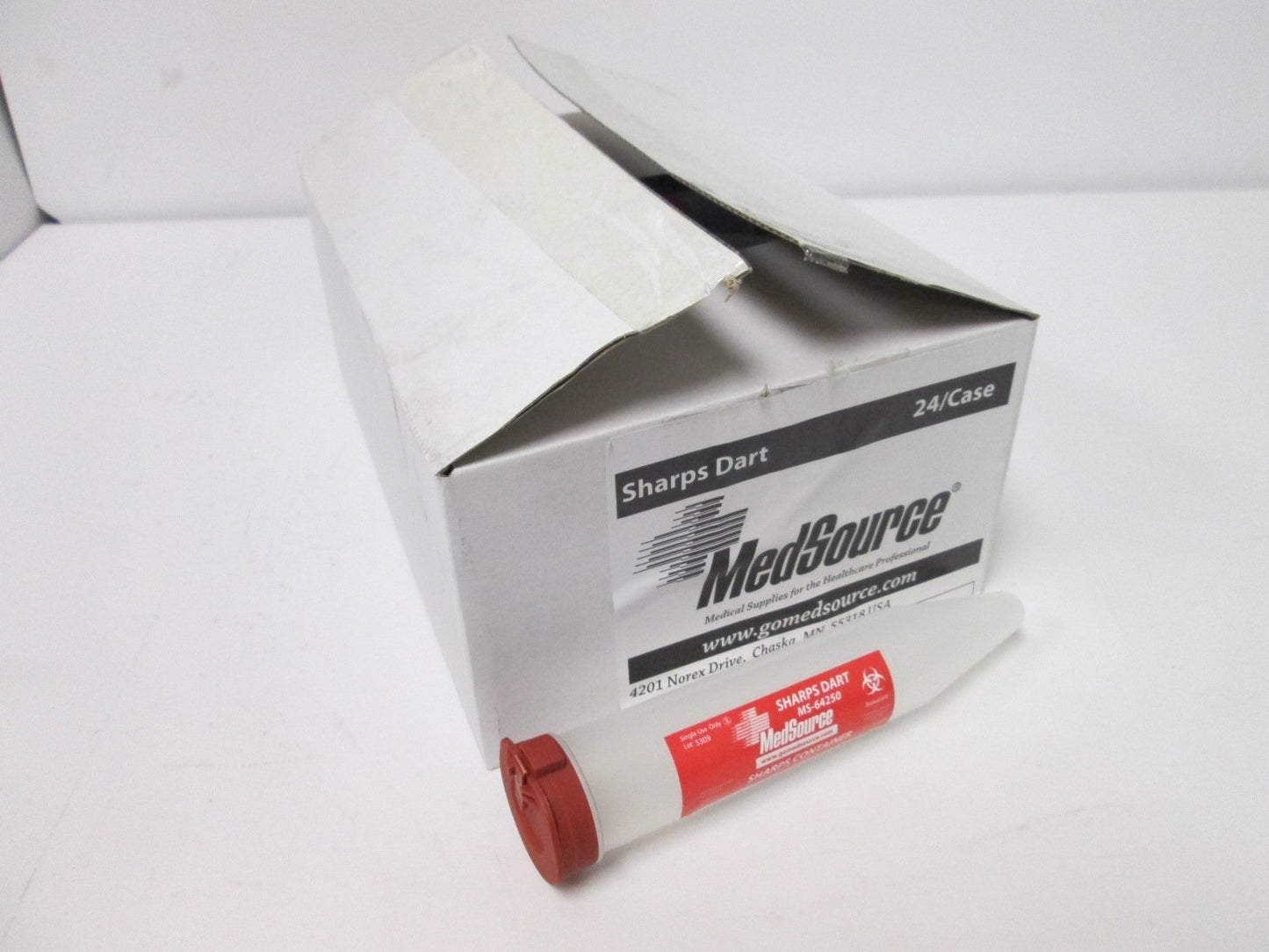 New Lot of 24 Medsource MS-64250 Sharps Container, Capacity: 3/8 gal, Hinged Lid