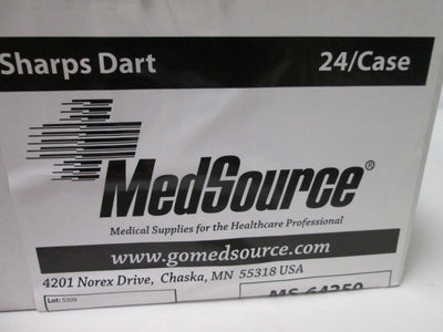 New Lot of 24 Medsource MS-64250 Sharps Container, Capacity: 3/8 gal, Hinged Lid