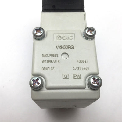 Used  SMC VXN22RG Solenoid Pneumatic Air Water Valve 430psi Max 1/4"NPT Orifice 3/32"