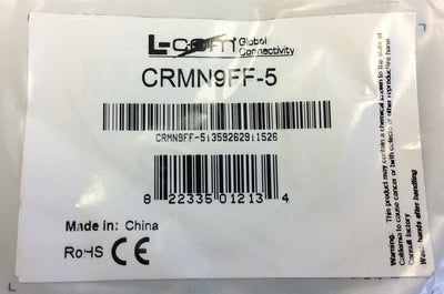 New Lot of 2 L-Com Global Connectivity CRMN9FF-5 DB9 Female Computer Cables 5 Feet