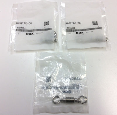 New Lot of 3 SMC KQG2E03-00 Bulkhead Union Adapter Straight Push In 5/32" Stainless