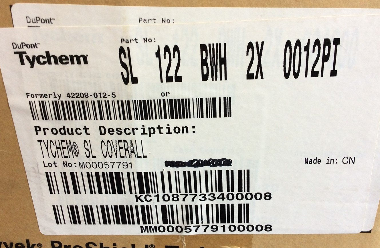 New – Open box DuPont Tychem SL 122 BWH 2X 0012P1 Disposable Coveralls Hazmat Suit Size 2X