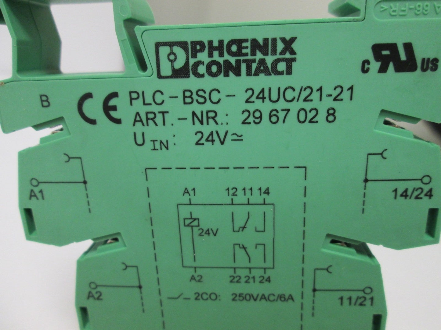 Used Lot of 3 Phoenix Contact PLC-BSC-24UC/21-21 Relay Sockets, Coil Rating: 24VDC