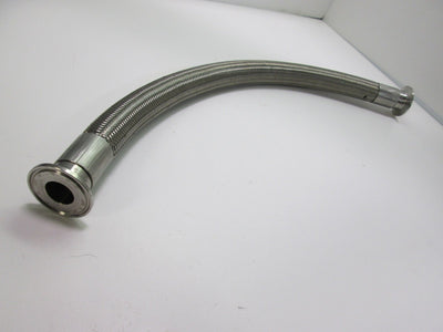 Used 24" Braided Stainless Steel Flexible Hose 1.31" OD W/ 1" Sanitary Fittings