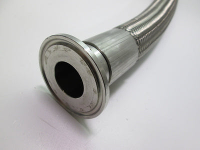 Used 24" Braided Stainless Steel Flexible Hose 1.31" OD W/ 1" Sanitary Fittings