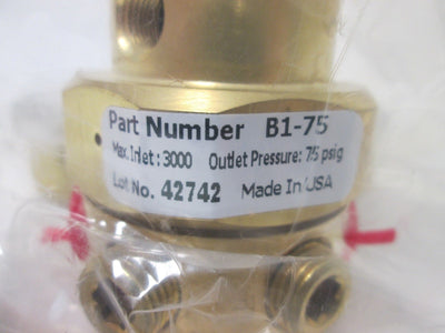 New Advanced B1-75 APD175NV Gas Regulator, Max Inlet Pressure: 3000psi