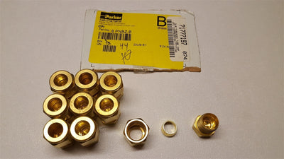 New – Open box Lot of -9- Parker 6 PNBZ-B CPI Compression Fittings 3/8" Tube Cap Threaded