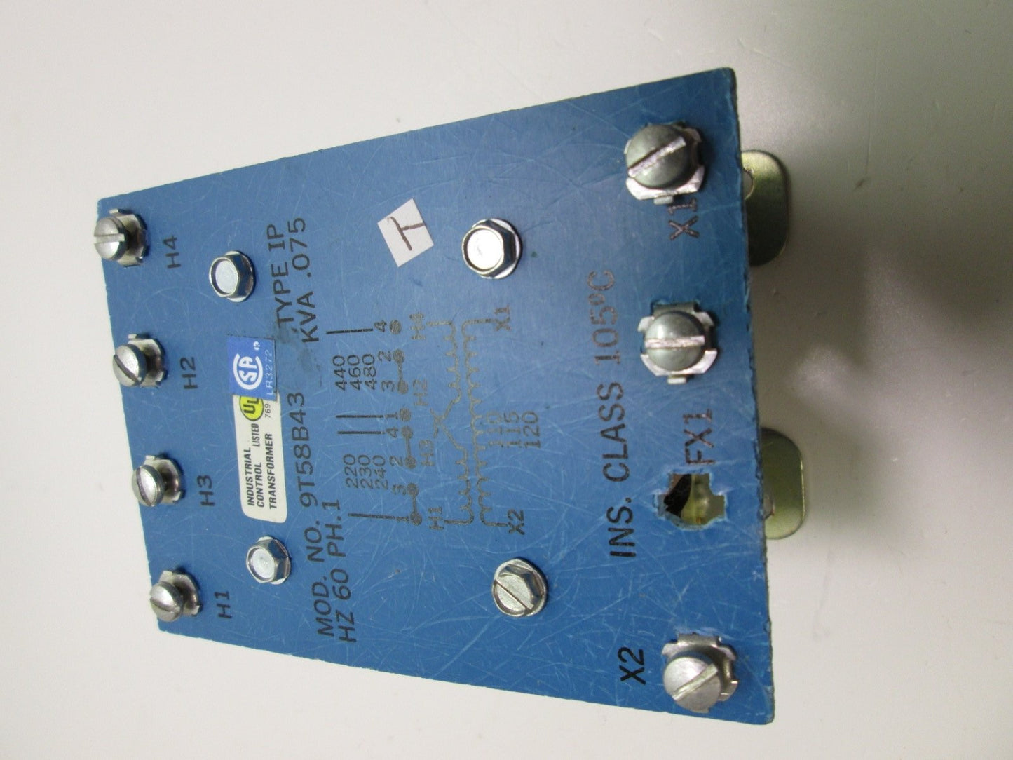 New – Open box General Electric 9T 58B 43 0.075 KVA AC Transformer Primary 240/480VAC 120 Out