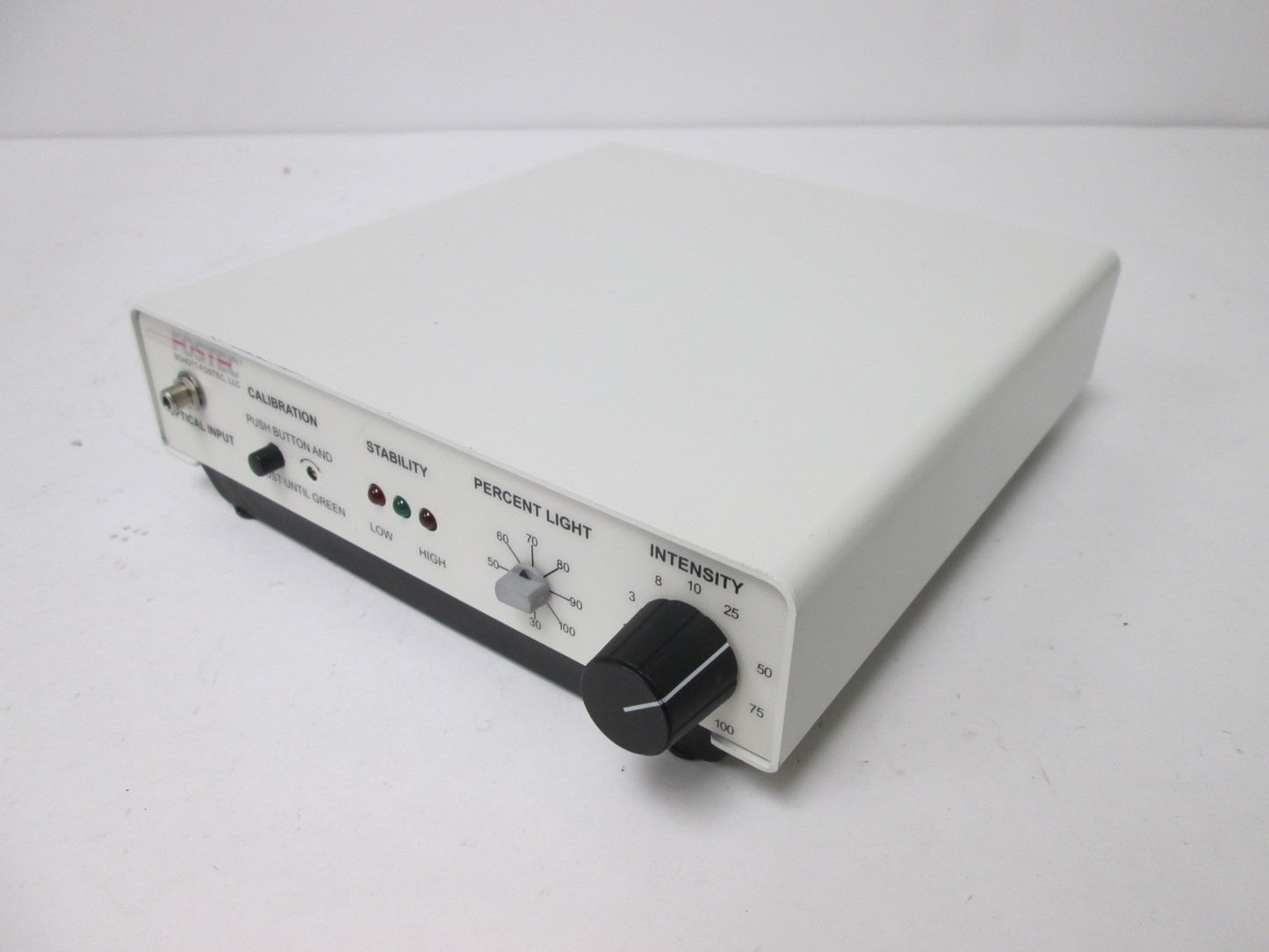 Used Fostec 20670 Fiber Optic Light Source, Power: 15VDC DC At 100mA, 9-Pin D-Sub