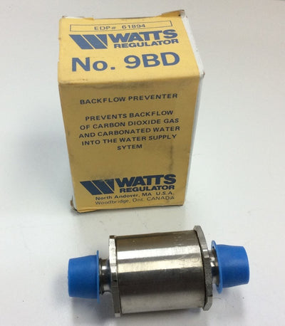 New Watts No. 9BD EDP# 61894 Backflow Preventer Water CO2 Gas Stainless Steel