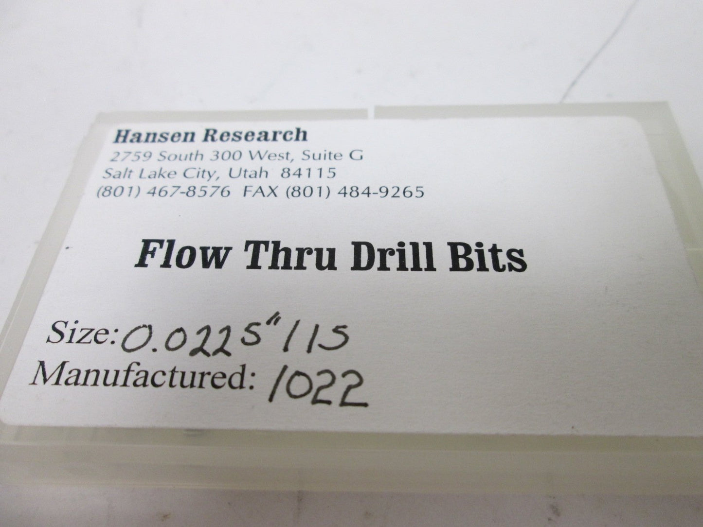 Used Hansen Research Flow Thru Drill Bits, Assorted Sizes, 0.0225" to 0.036"