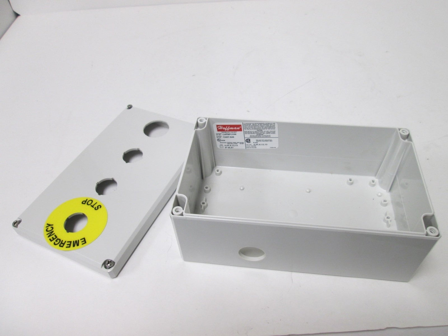 Used Hoffman Q4PBPCDM Pushbutton Enclosure, 200mm x 120mm x 87mm, *5 Holes*