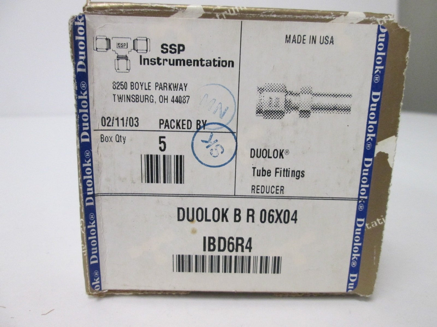 New Lot of 5 SSP Instrumentation IBD6R4 Tube Stub Adapters, Material: Brass