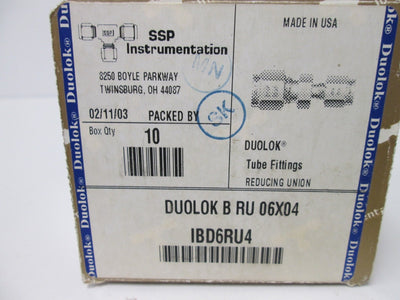 New Lot of 7 SSP Instrumentation IBD6RU4 Reducing Unions, Material: Brass
