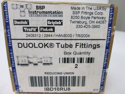 New Lot of 9 SSP Instrumentation IBD10RU8 Reducing Unions, Material: Brass
