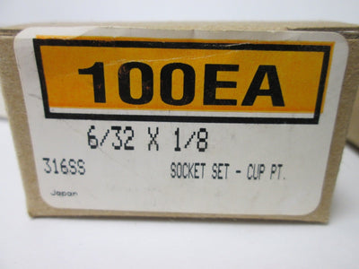 New Lot of 900 Set Screws, Size: 6-32 x 1/8", Cup Point, Hex Drive Style