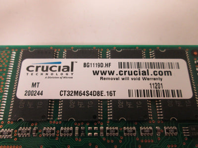 Used Crucial CT32M64S4D8E.16T Memory Module, Capacity: 256MB, Transfer Rate: 100MHz