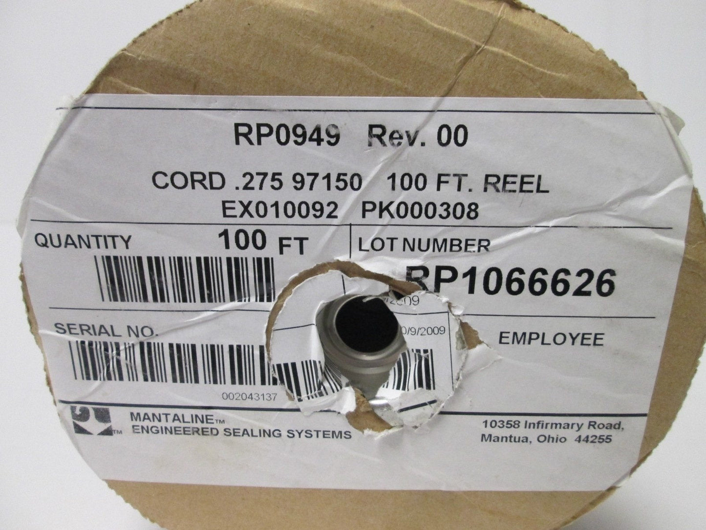 New – Open box Mantaline RP0949 Cord Stock, Roll of ~80 Feet, Diameter: 0.275" (7mm)