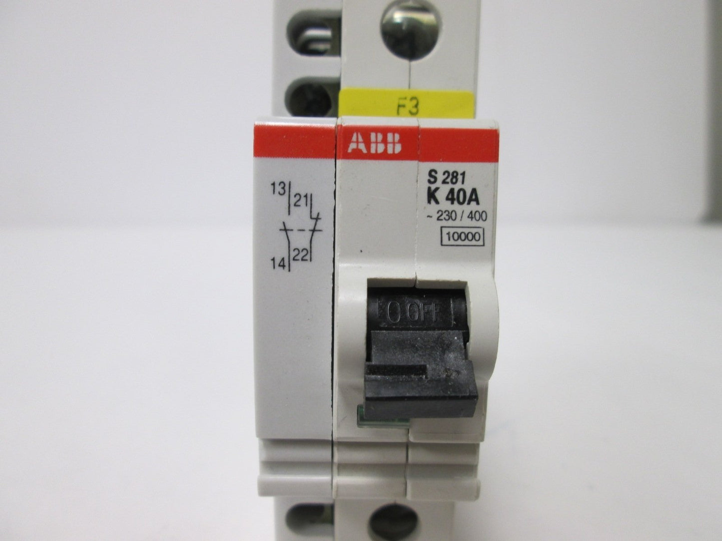Used ABB S 281 K40A Circuit Breaker, 1-Pole with Aux Contact, Rating: 40A 230/400V