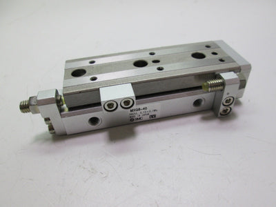 Used SMC MXQ8-40A Linear Slide Table Cylinder 0.15~0.7MPa Dual Shaft Guided 5mm Ports