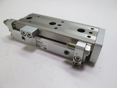 Used SMC MXQ8-40A Linear Slide Table Cylinder 0.15~0.7MPa Dual Shaft Guided 5mm Ports