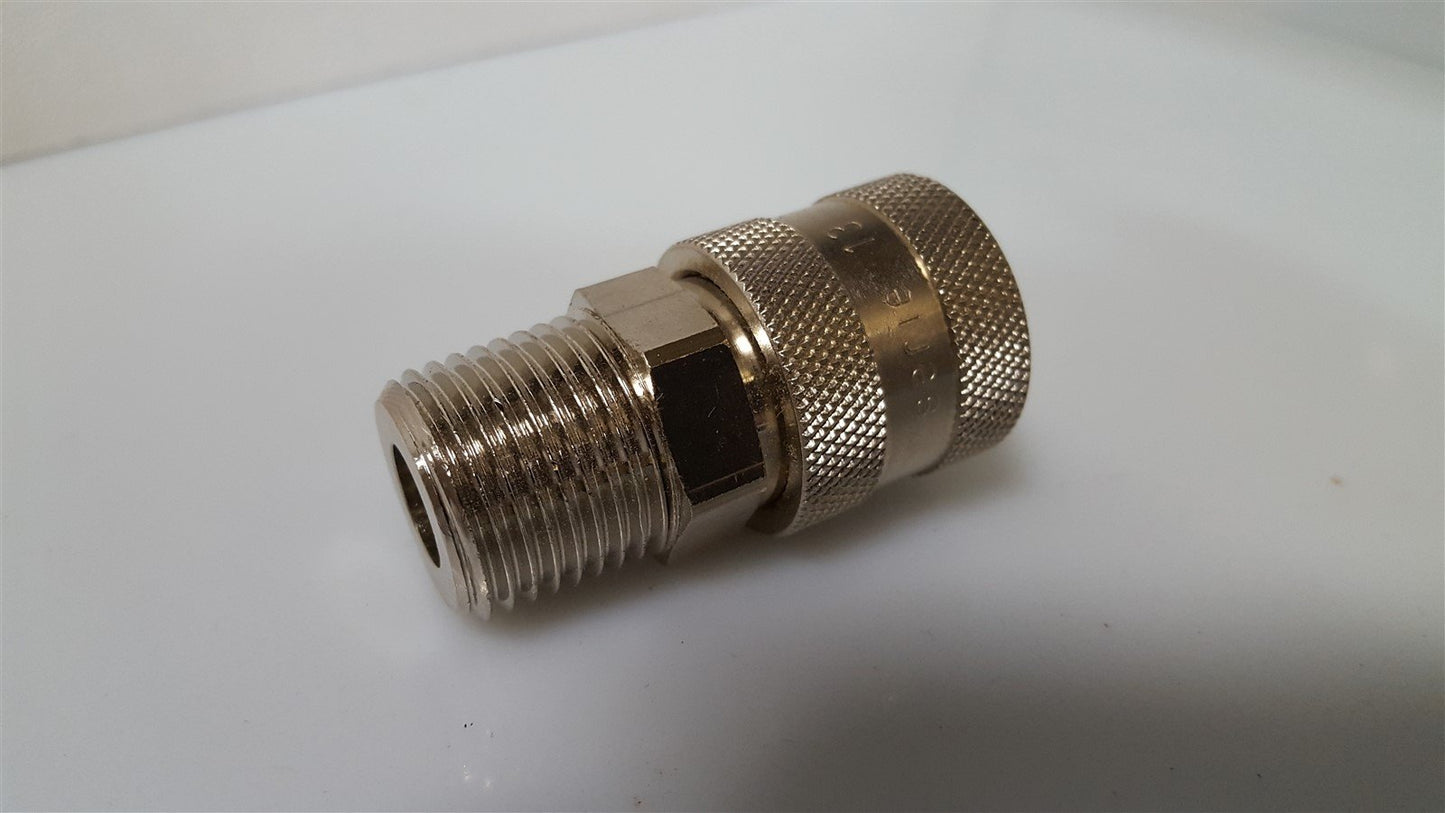 New – Open box Lot of 6-Legris Series 13 Quick Coupler Socket Female 1/2"-Male-NPT Nickel Brass