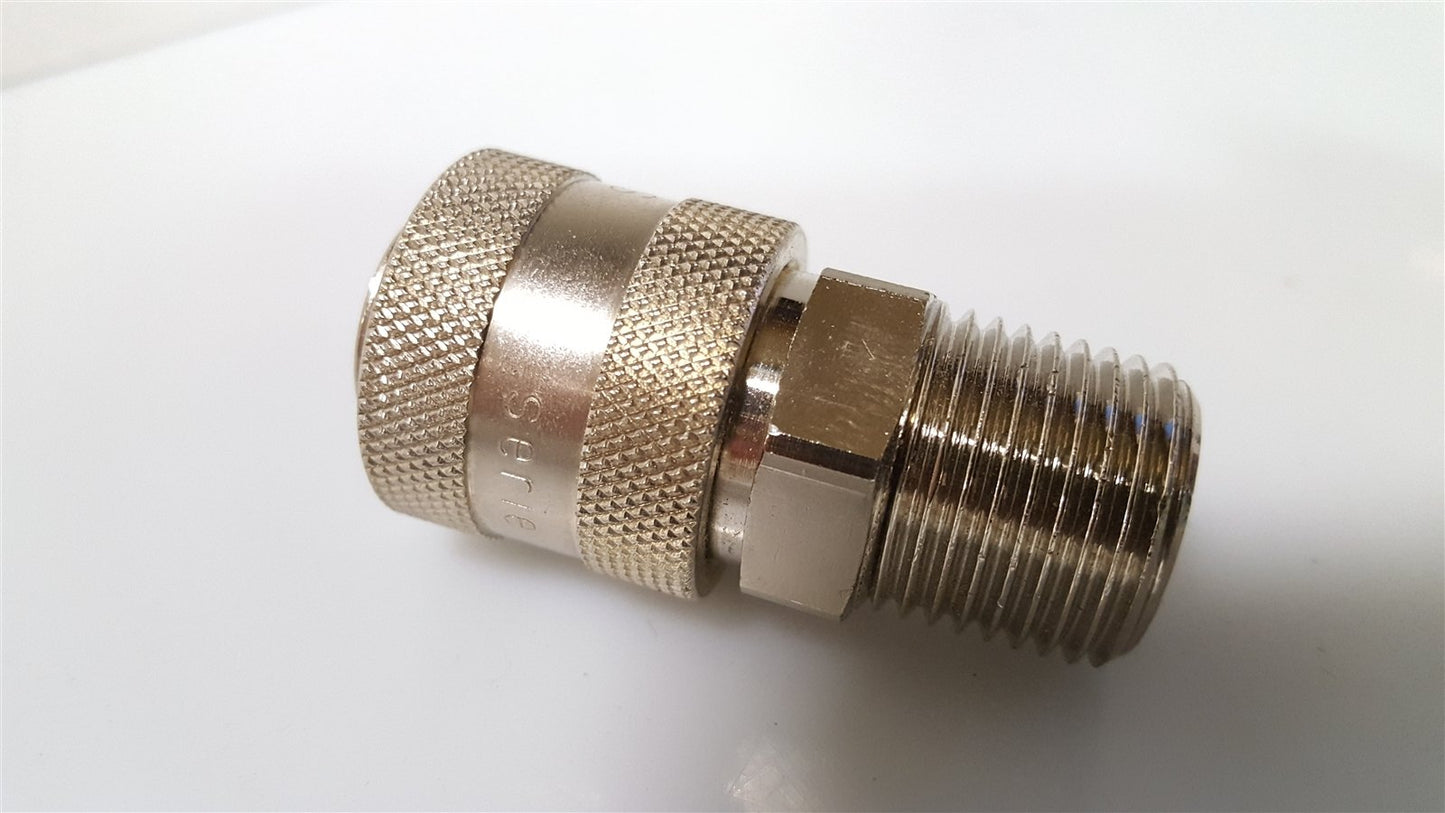 New – Open box Lot of 6-Legris Series 13 Quick Coupler Socket Female 1/2"-Male-NPT Nickel Brass