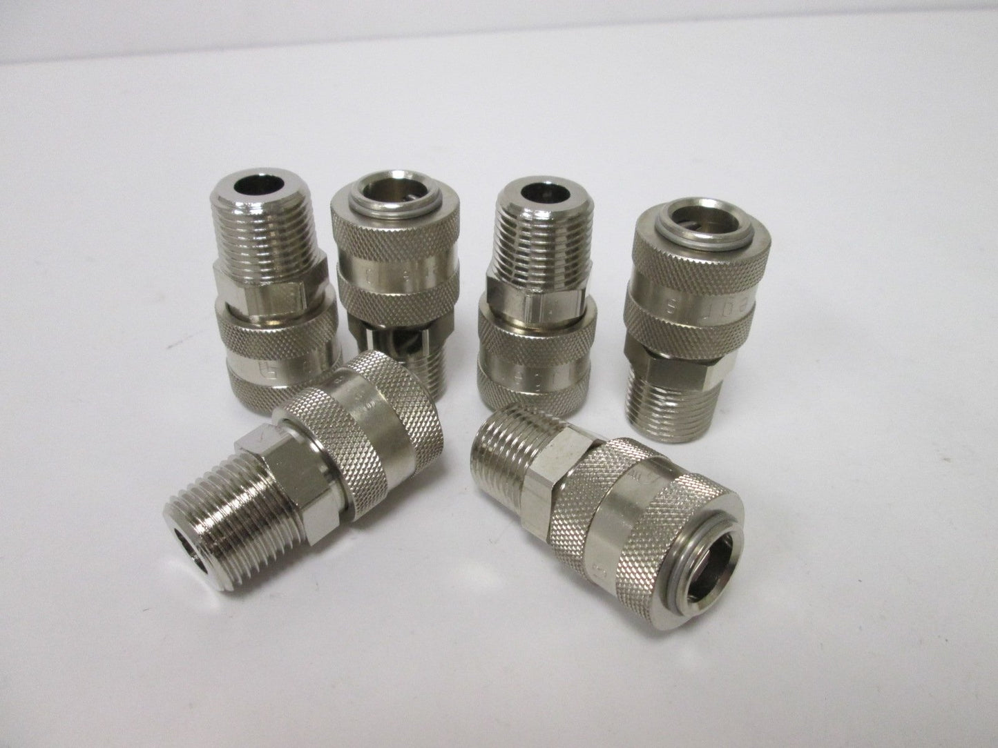 New – Open box Lot of 6-Legris Series 13 Quick Coupler Socket Female 1/2"-Male-NPT Nickel Brass