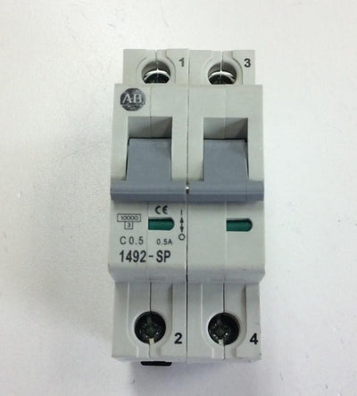 Used AB Allen Bradley 1492-SP2C005 Series C Circuit Breaker 0.5A 2 Pole 415 VAC