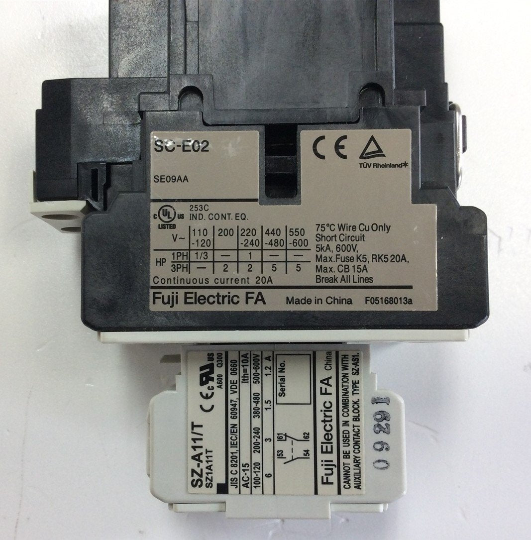 Used Fuji Electric SC-E02 3 Pole General Purpose Contactor 200-240VAC Coil DIN Mount