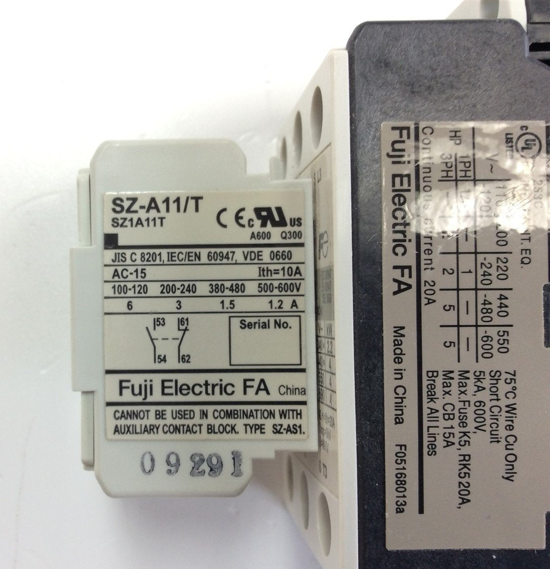 Used Fuji Electric SC-E02 3 Pole General Purpose Contactor 200-240VAC Coil DIN Mount