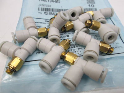 New Lot of 10 New SMC KQ2Y04-M5 Pneumatic Male Run Tee Connector Air Fittings 4mm