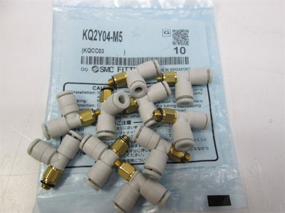 New Lot of 10 New SMC KQ2Y04-M5 Pneumatic Male Run Tee Connector Air Fittings 4mm