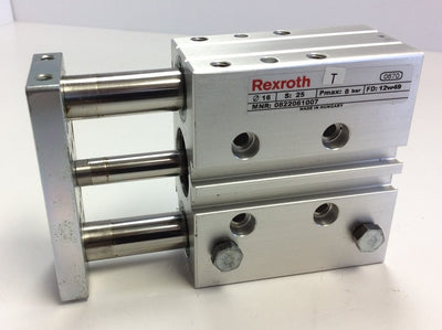 New – Open box Rexroth 0822061007 Dual Guided Pneumatic Air Cylinder 16 mm Bore 25mm Stroke