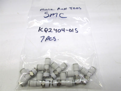 New – Open box Lot of 7 New SMC KQ2Y04-01S Pneumatic Male Run Tee Connector Air Fittings 4mm