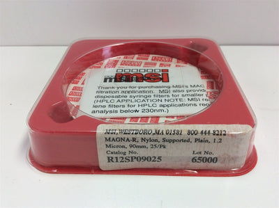 New – Open box Pack of 25 MSI Micron Separations Inc. R12SP09025 1.2 Micron 90 mm Nylon Filters