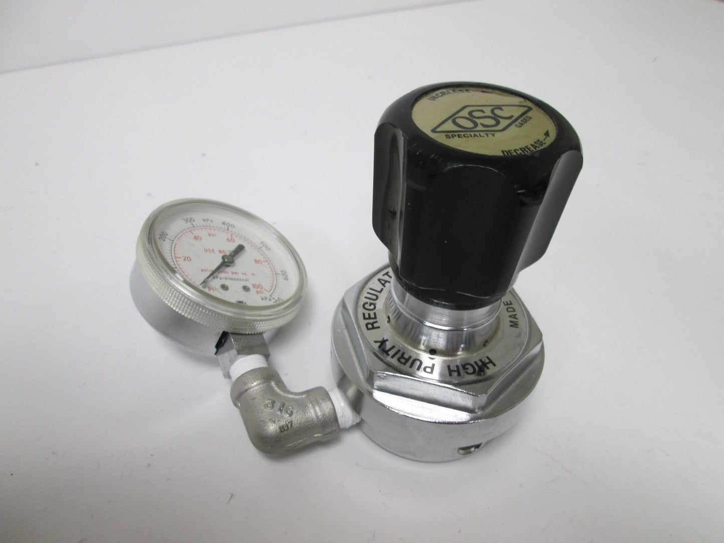 Used OSC HPL270C High Purity Compressed Gas Regulator, Max Inlet Pressure 350psig