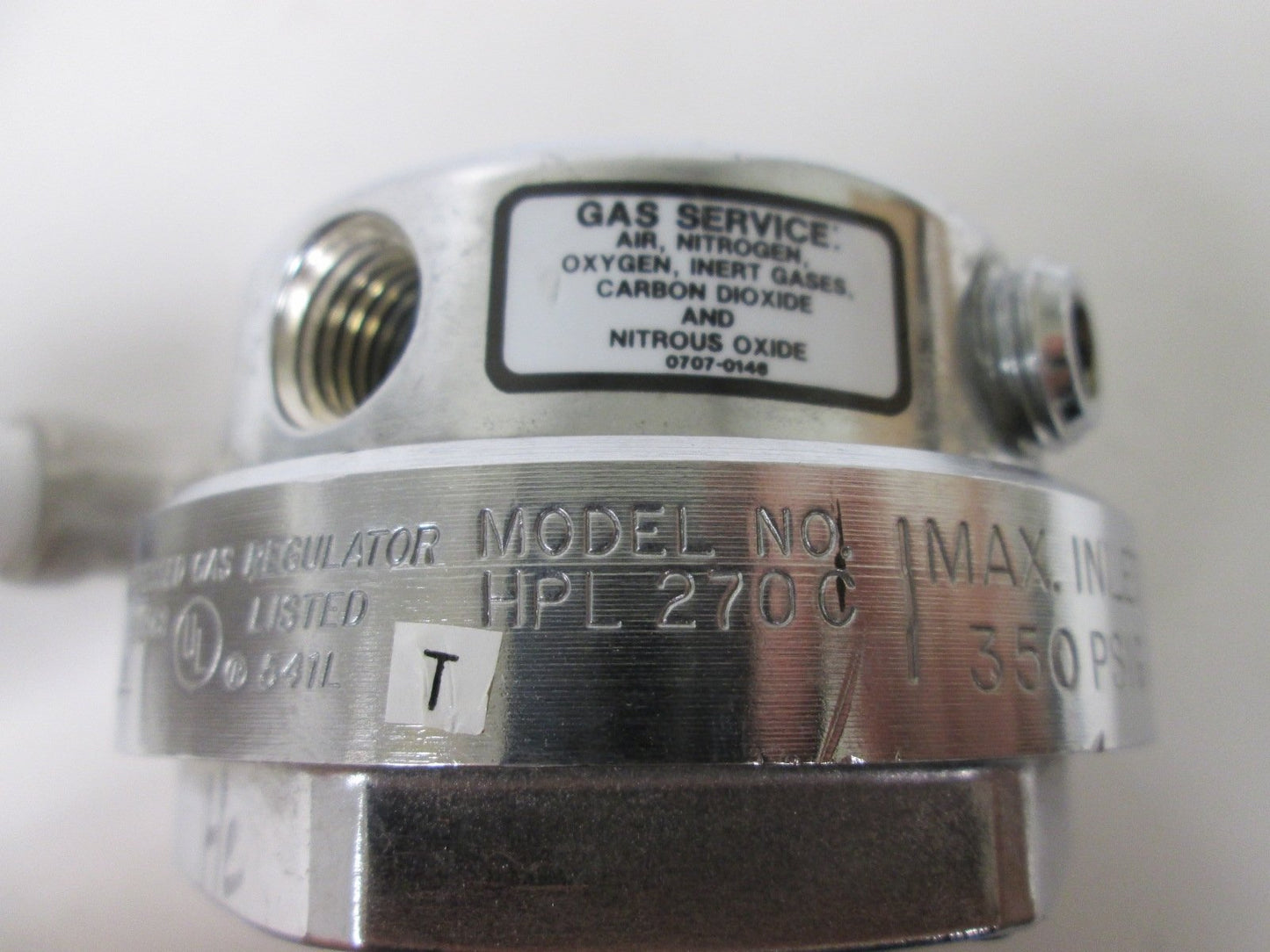Used OSC HPL270C High Purity Compressed Gas Regulator, Max Inlet Pressure 350psig